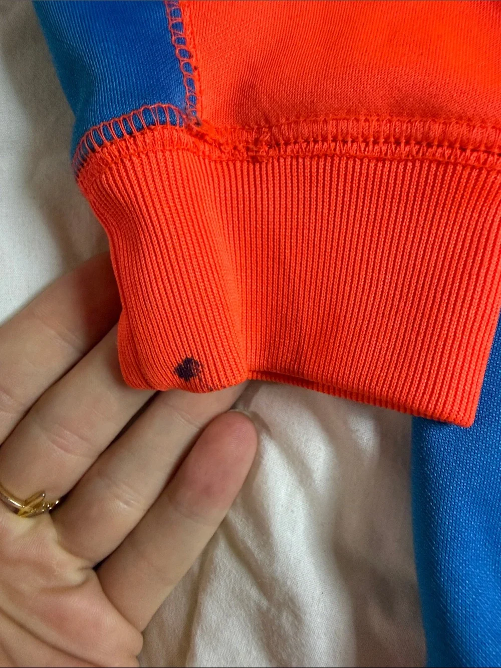 Nike Kids Orange Hoodie with Blue Swoosh and Trim
